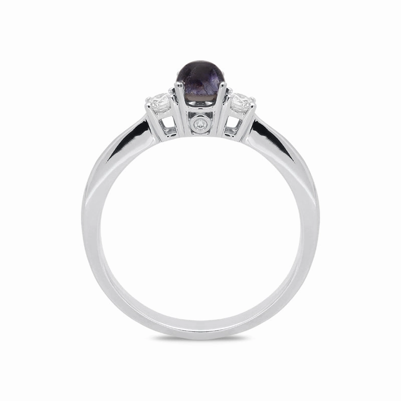 Platinum Blue John 0.17ct Diamond Trilogy Ring