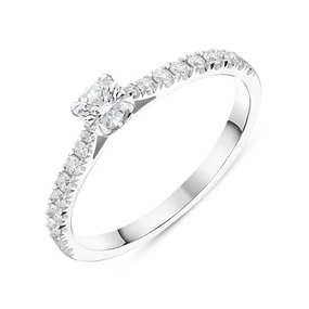 Platinum Brilliant Cut 0.43ct Diamond Shoulder Solitaire Ring