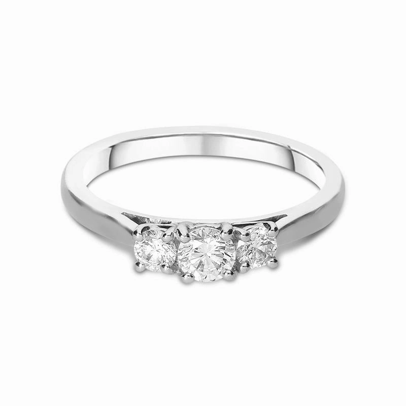 Platinum Brilliant Cut 0.75ct Diamond Trilogy Ring