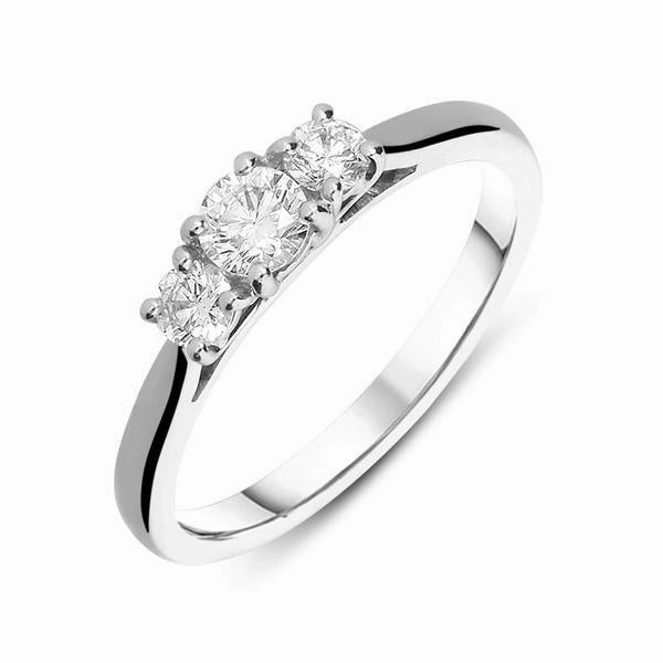 Platinum Brilliant Cut 0.75ct Diamond Trilogy Ring