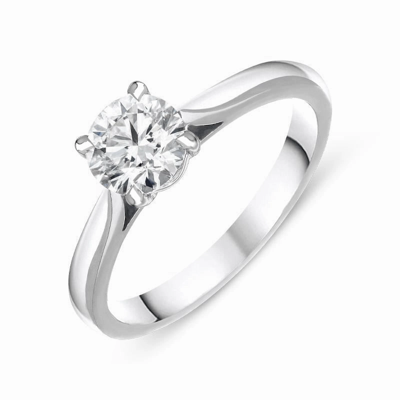 Platinum Diamond 0.77ct Round Brilliant Cut Solitaire Ring