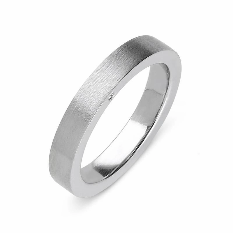Platinum Diamond 4mm Brushed Wedding Ring D