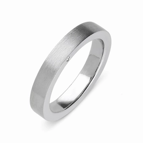 Platinum Diamond 4mm Brushed Wedding Ring D