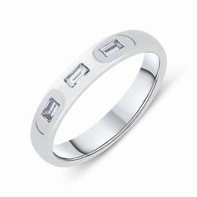 Platinum Diamond Baguette Cut Three Stone Ring