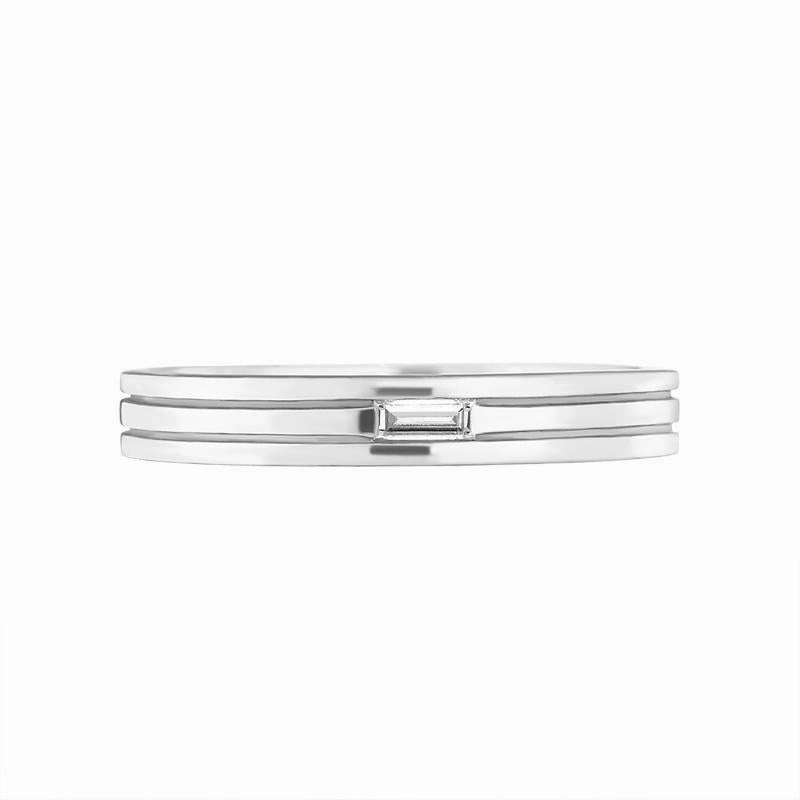 Platinum Diamond Baguette Cut Triple Band Wedding Ring