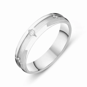 Platinum Diamond Brilliant Cut Channelled Wedding Ring
