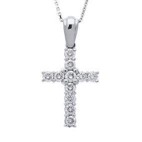 Platinum Diamond Brilliant Cut Cross Necklace