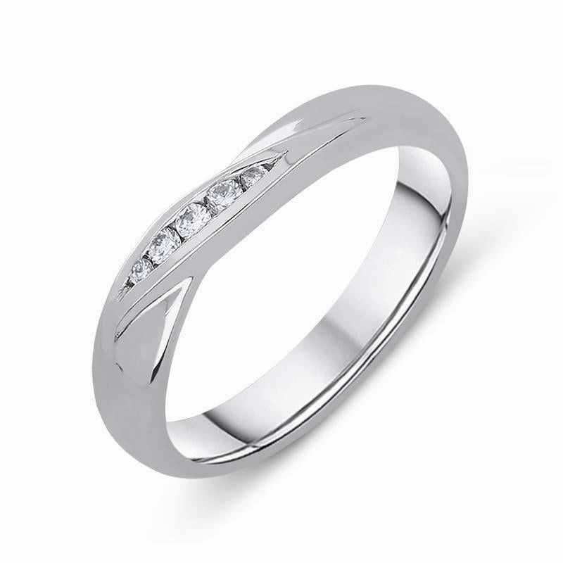Platinum Diamond Brilliant Cut Crossover Wedding Ring