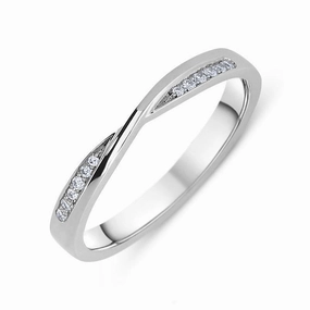 Platinum Diamond Brilliant Cut Crossover Wedding Ring