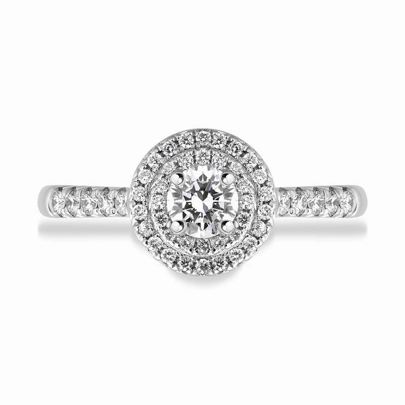 Platinum Diamond Brilliant Round Cut Cluster Shoulder Set Ring