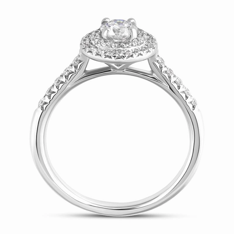 Platinum Diamond Brilliant Round Cut Cluster Shoulder Set Ring