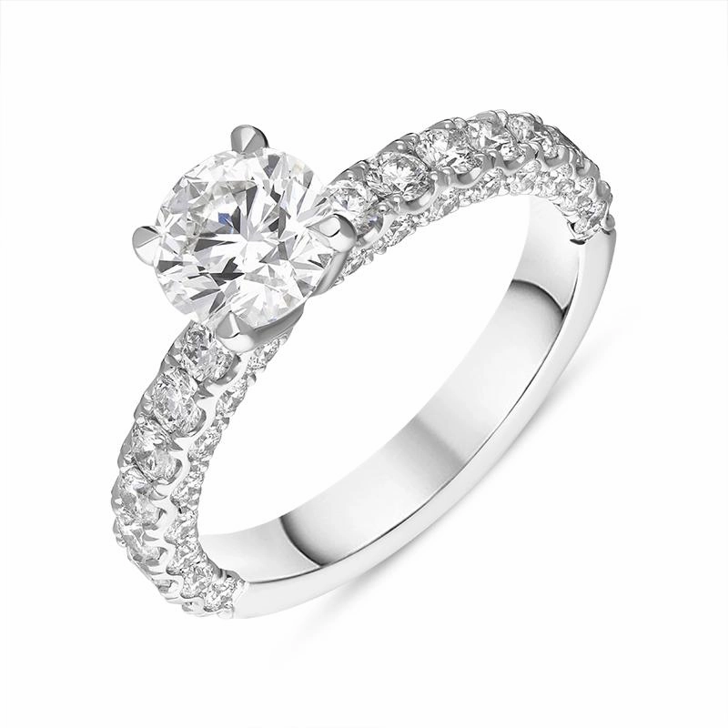 Platinum Diamond Certified Solitaire Shoulder Set Ring