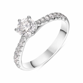 Platinum Diamond Certified Solitaire Shoulder Set Ring