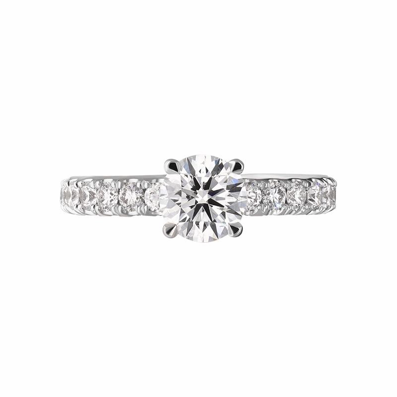 Platinum Diamond Certified Solitaire Shoulder Set Ring