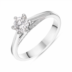 Platinum Diamond Certified Solitaire Shoulder Set Ring