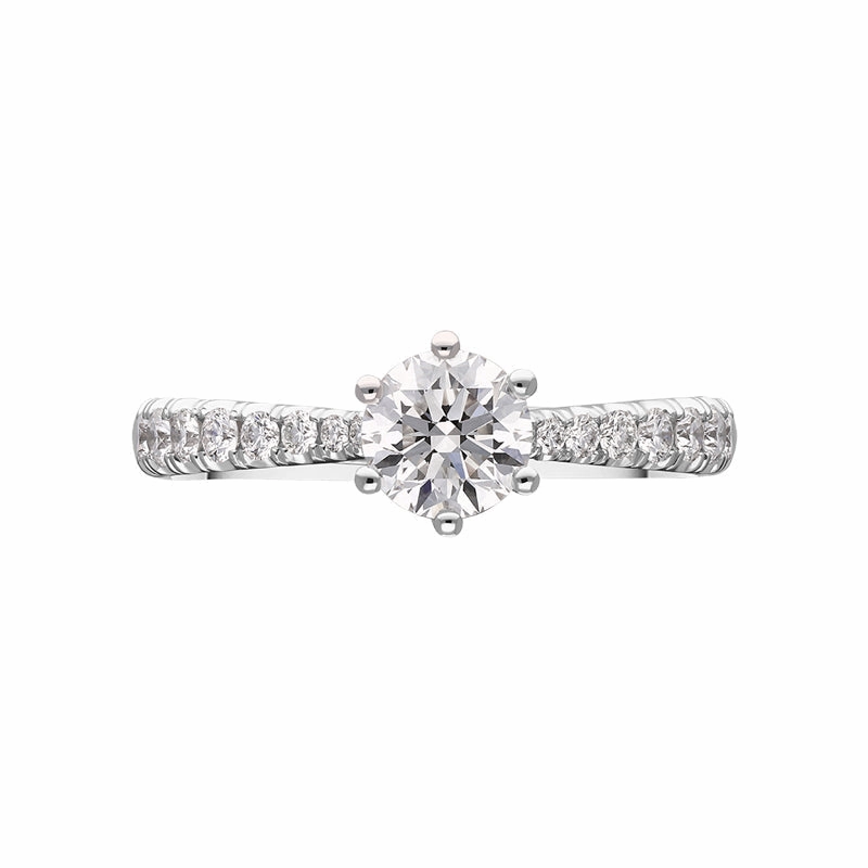 Platinum Diamond Certified Solitaire Shoulder Set Ring