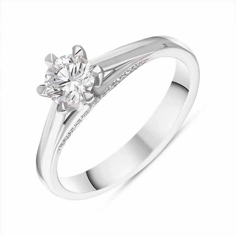 Platinum Diamond Certified Solitaire Shoulder Set Ring
