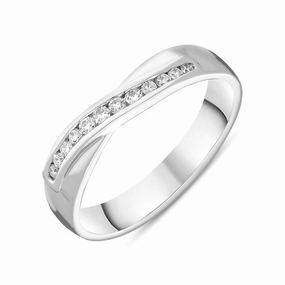 Platinum Diamond Channel Set Crossover Half Eternity Ring D