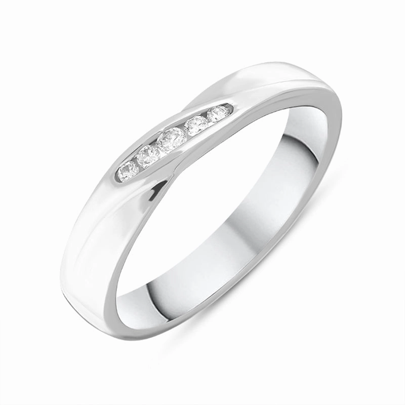 Platinum Diamond Channel Set Fold Wedding Ring