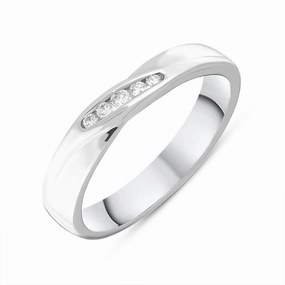 Platinum Diamond Channel Set Fold Wedding Ring