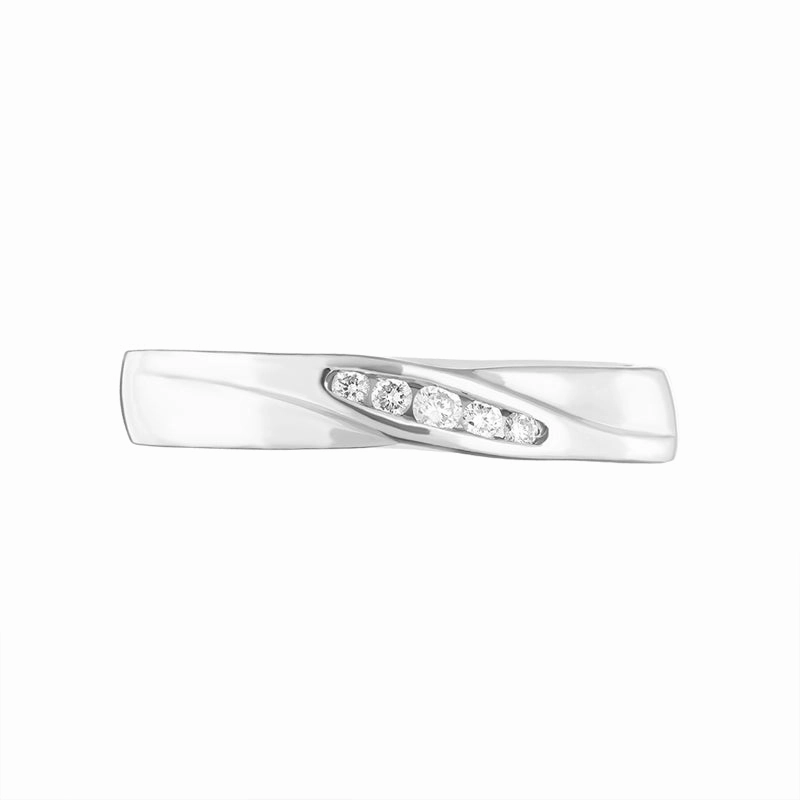Platinum Diamond Channel Set Fold Wedding Ring