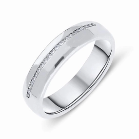 Platinum Diamond Court Shaped Wedding Ring