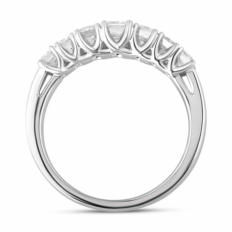 Platinum Diamond Emerald Cut Claw Set Half Eternity Ring