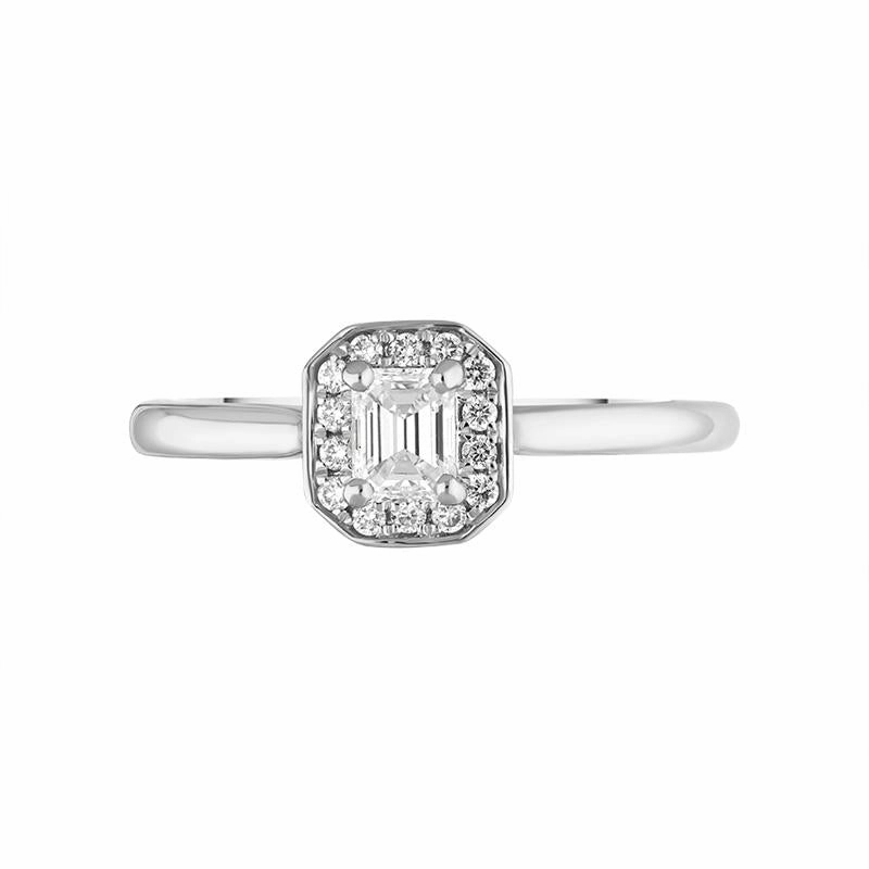 Platinum Diamond Emerald Cut Pave Cluster Ring