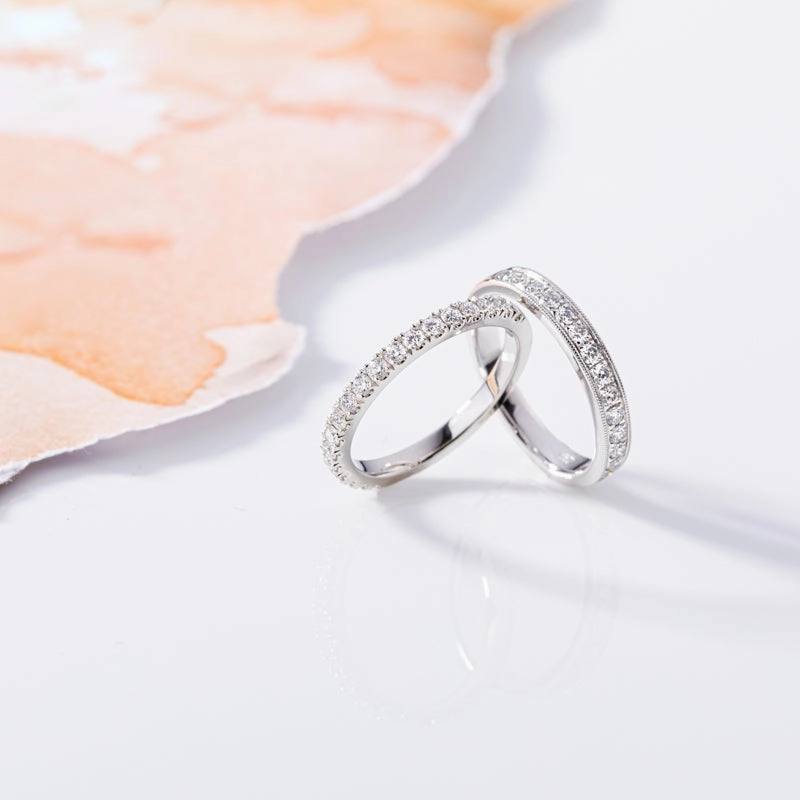 Platinum Diamond Fifteen Stone Half Eternity Ring