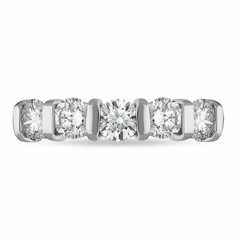 Platinum Diamond Five Stone Bar Set Half Eternity Ring