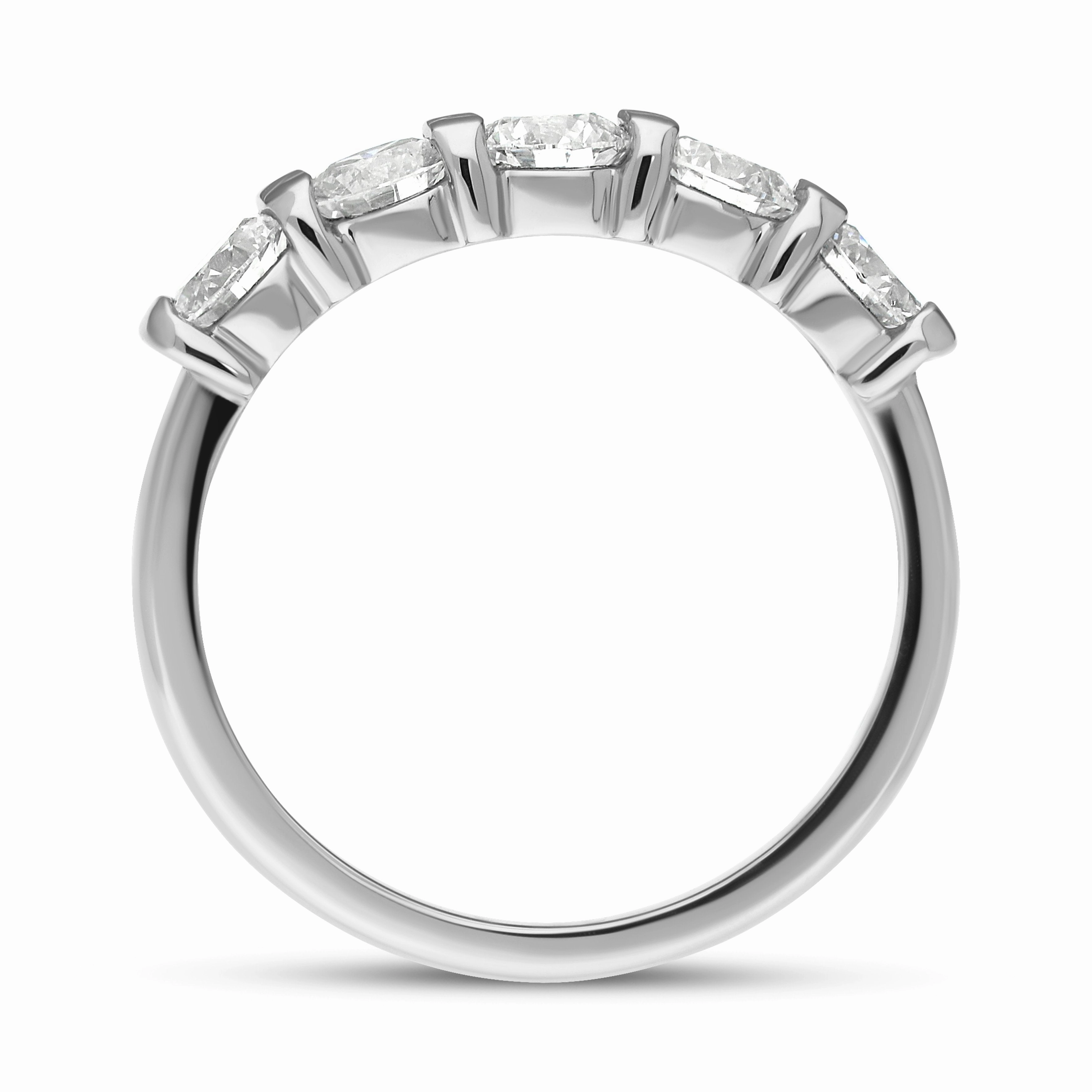 Platinum Diamond Five Stone Bar Set Half Eternity Ring