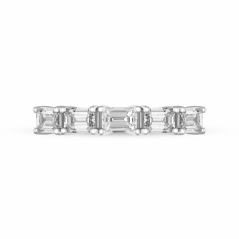 Platinum Diamond Five Stone Emerald Cut Half Eternity Ring