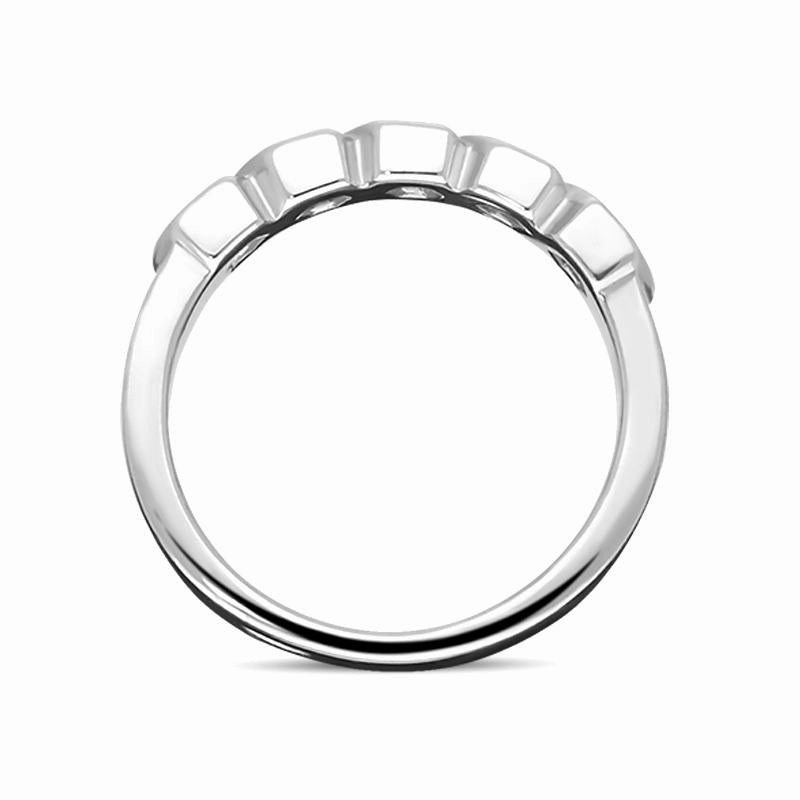 Platinum Diamond Five Stone Hexagonal Patterned Ring D