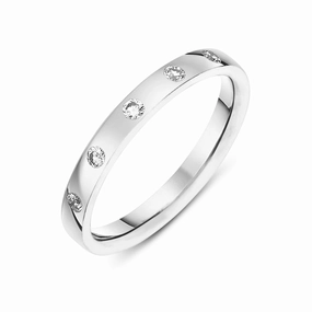 Platinum Diamond Flat Wedding Ring D