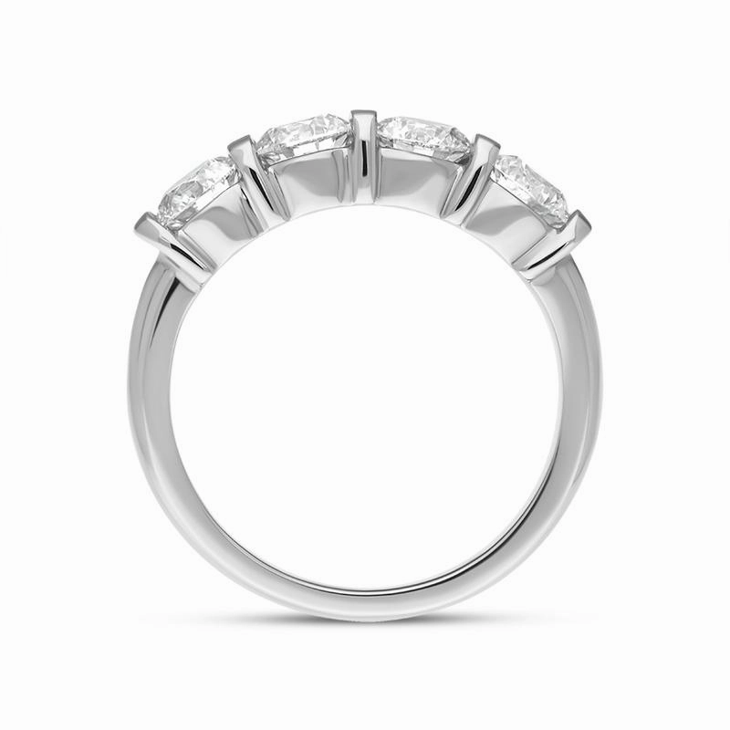 Platinum Diamond Four Stone Bar Set Half Eternity Ring