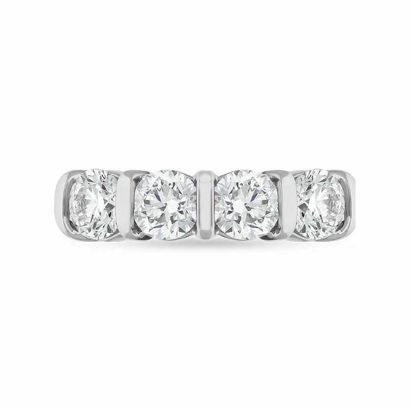 Platinum Diamond Four Stone Bar Set Half Eternity Ring