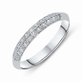 Platinum Diamond Grain Set Wedding Half Eternity Ring