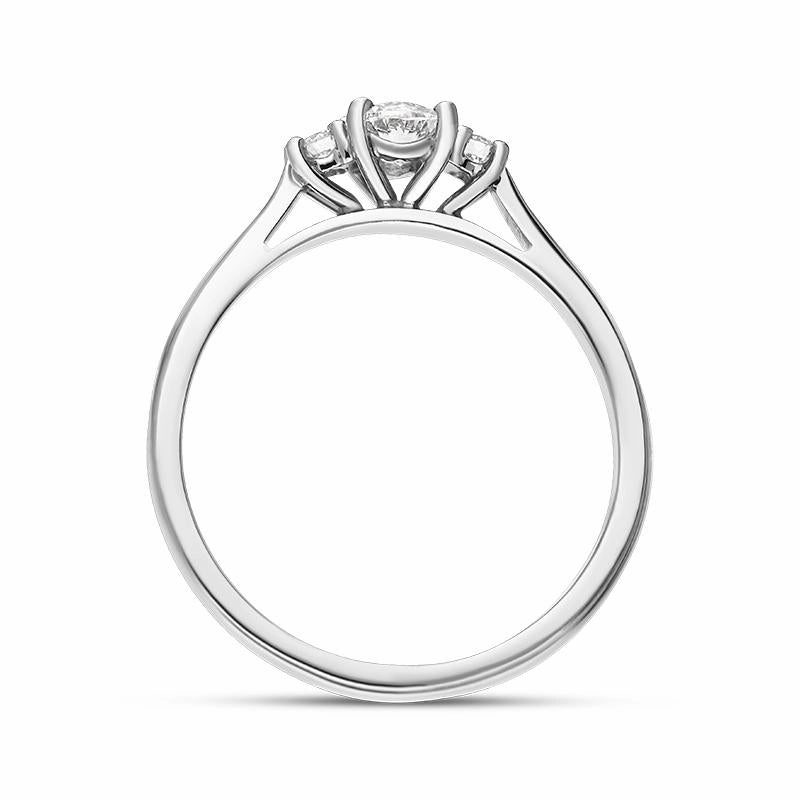 Platinum Diamond Oval and Round Brilliant Cut Three Stone Ring