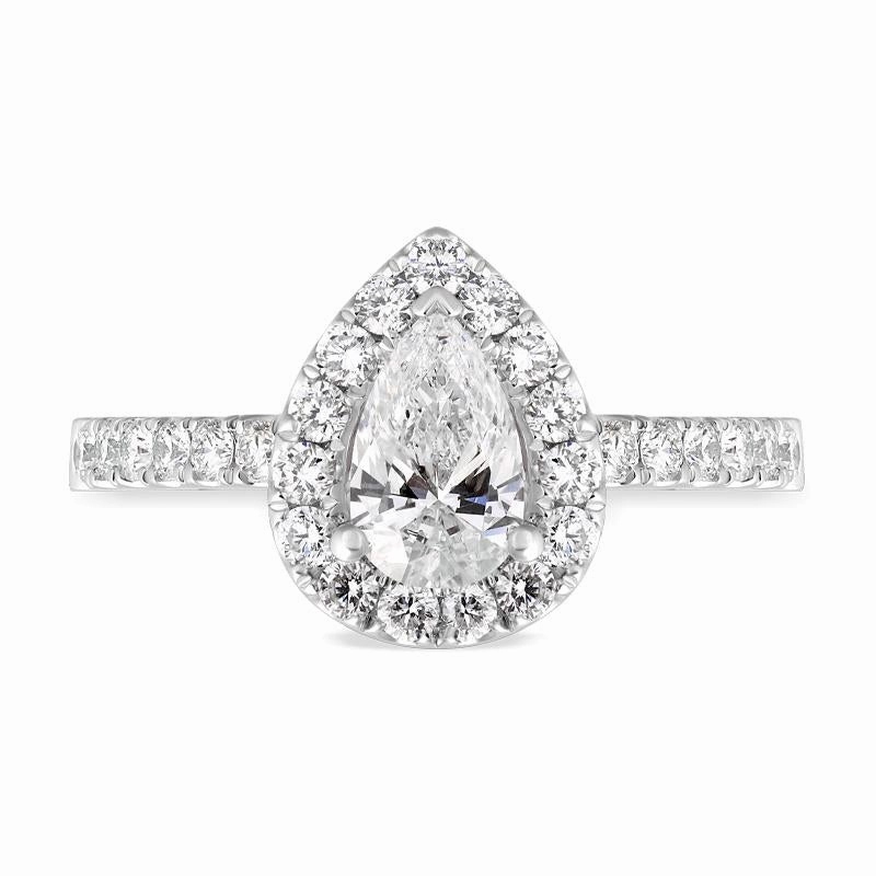 Platinum Diamond Pear Cut Cluster Shoulder Set Ring