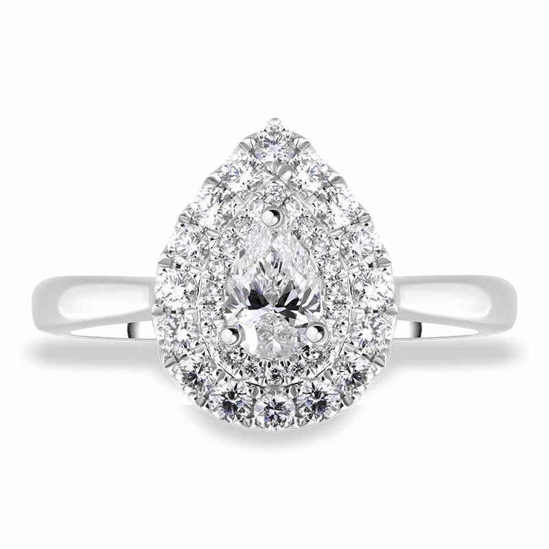 Platinum Diamond Pear Cut Cluster Shoulder Set Ring