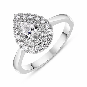 Platinum Diamond Pear Cut Cluster Shoulder Set Ring
