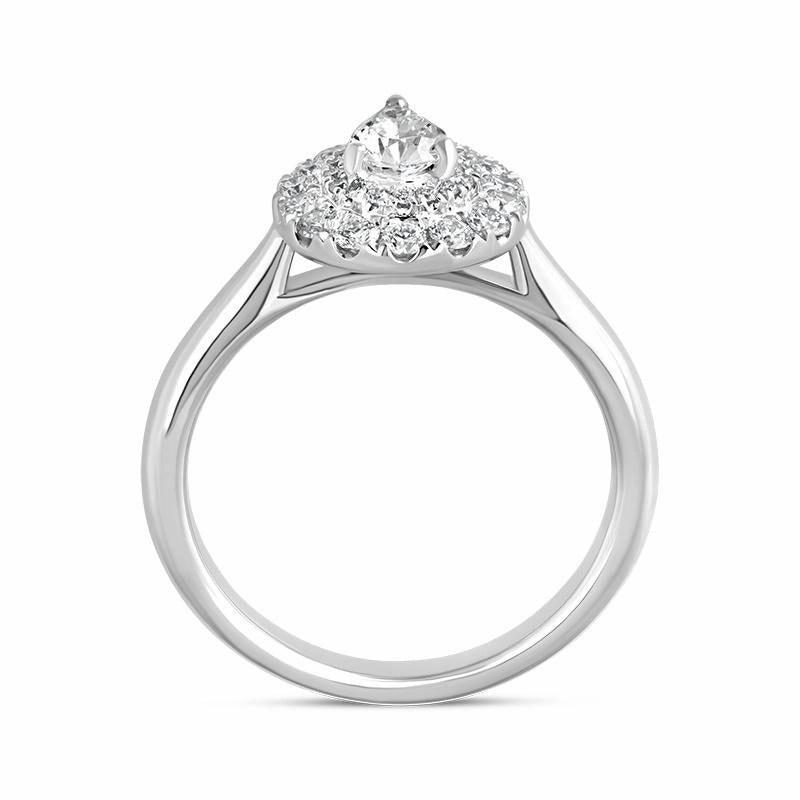 Platinum Diamond Pear Cut Cluster Shoulder Set Ring