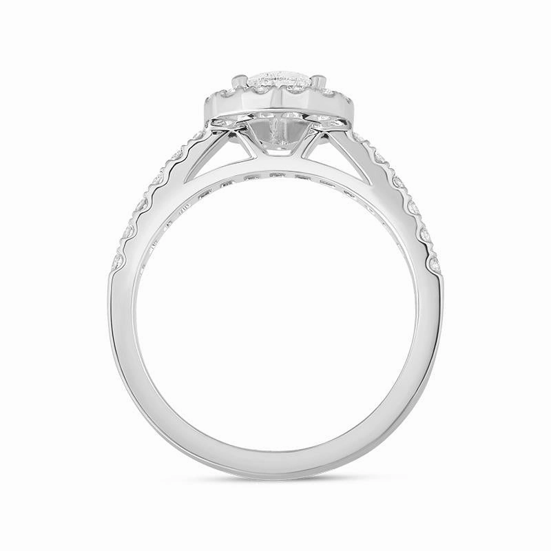Platinum Diamond Pear Cut Cluster Shoulder Set Ring