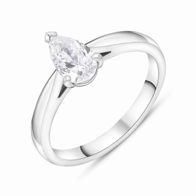 Platinum Diamond Pear Cut Solitaire Ring D