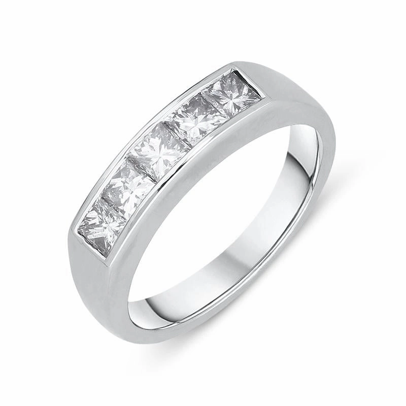Platinum Diamond Princess Cut Half Eternity Ring