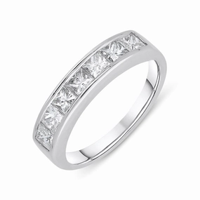 Platinum Diamond Princess Cut Half Eternity Ring