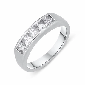 Platinum Diamond Princess Cut Half Eternity Ring