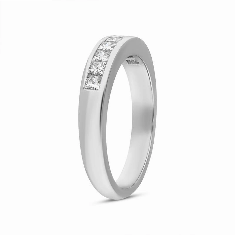 Platinum Diamond Princess Cut Nine Stone Half Eternity Ring