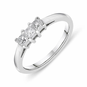 Platinum Diamond Princess Cut Trilogy Ring