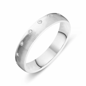 Platinum Diamond Satin Court Shape Wedding Ring D